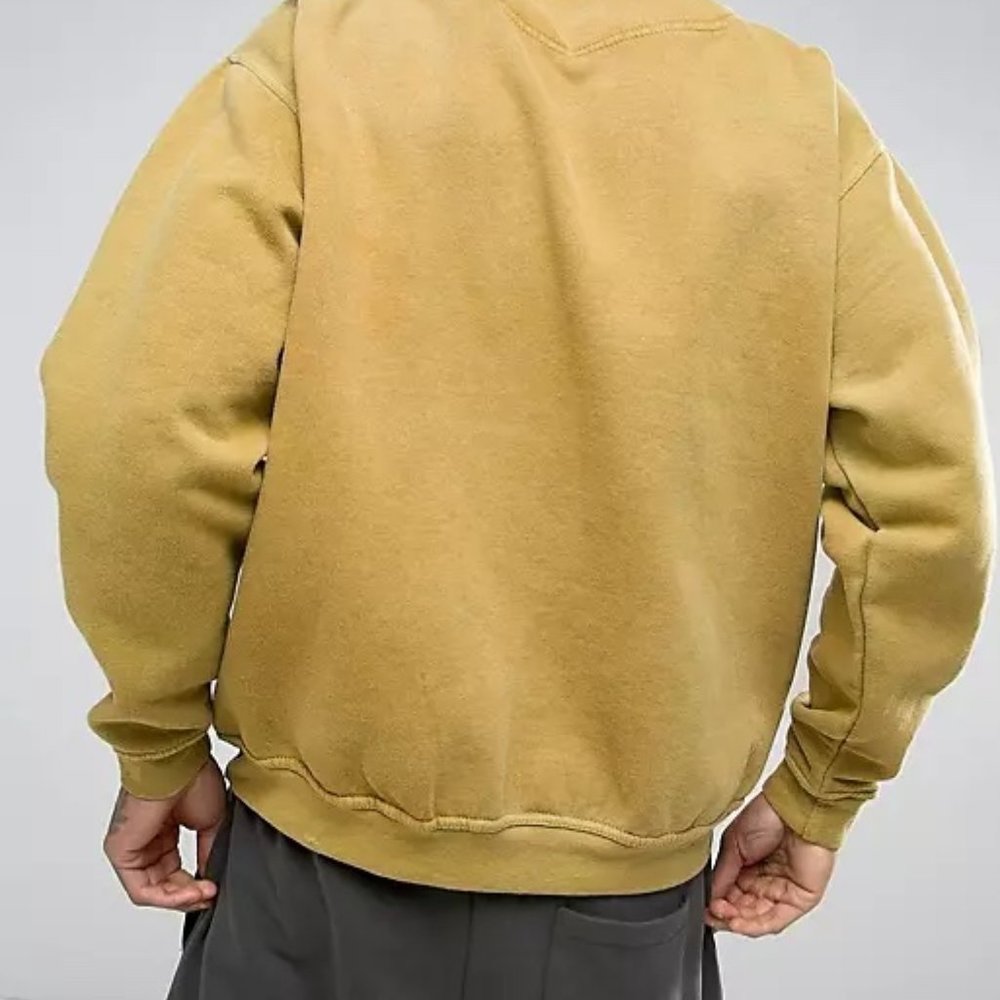 NWOT Mennace Embroidered Logo Sweatshirt In Washed Mustard - Picture 5 of 7